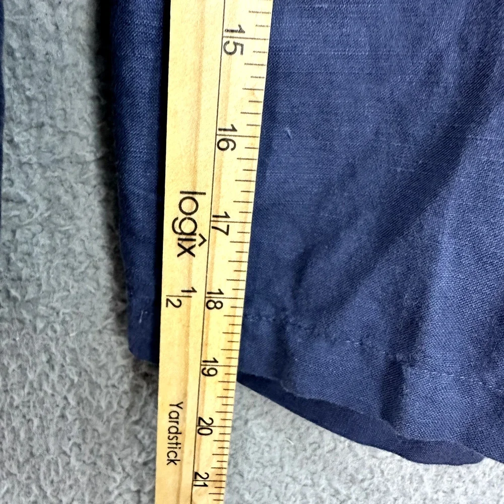 Preswick & moore Wide Leg Pants Womens 12P Blue High Waist‎ Linen Blend Beach